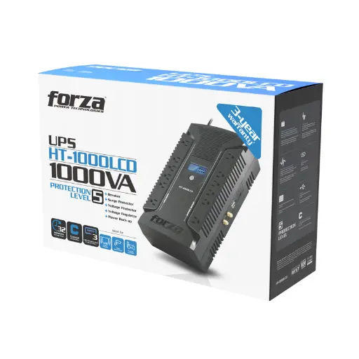 [HT-1000LCD] Forza HT Series HT-1000LCD - UPS - 1000VA/600W, 12 slds, coax, USB.